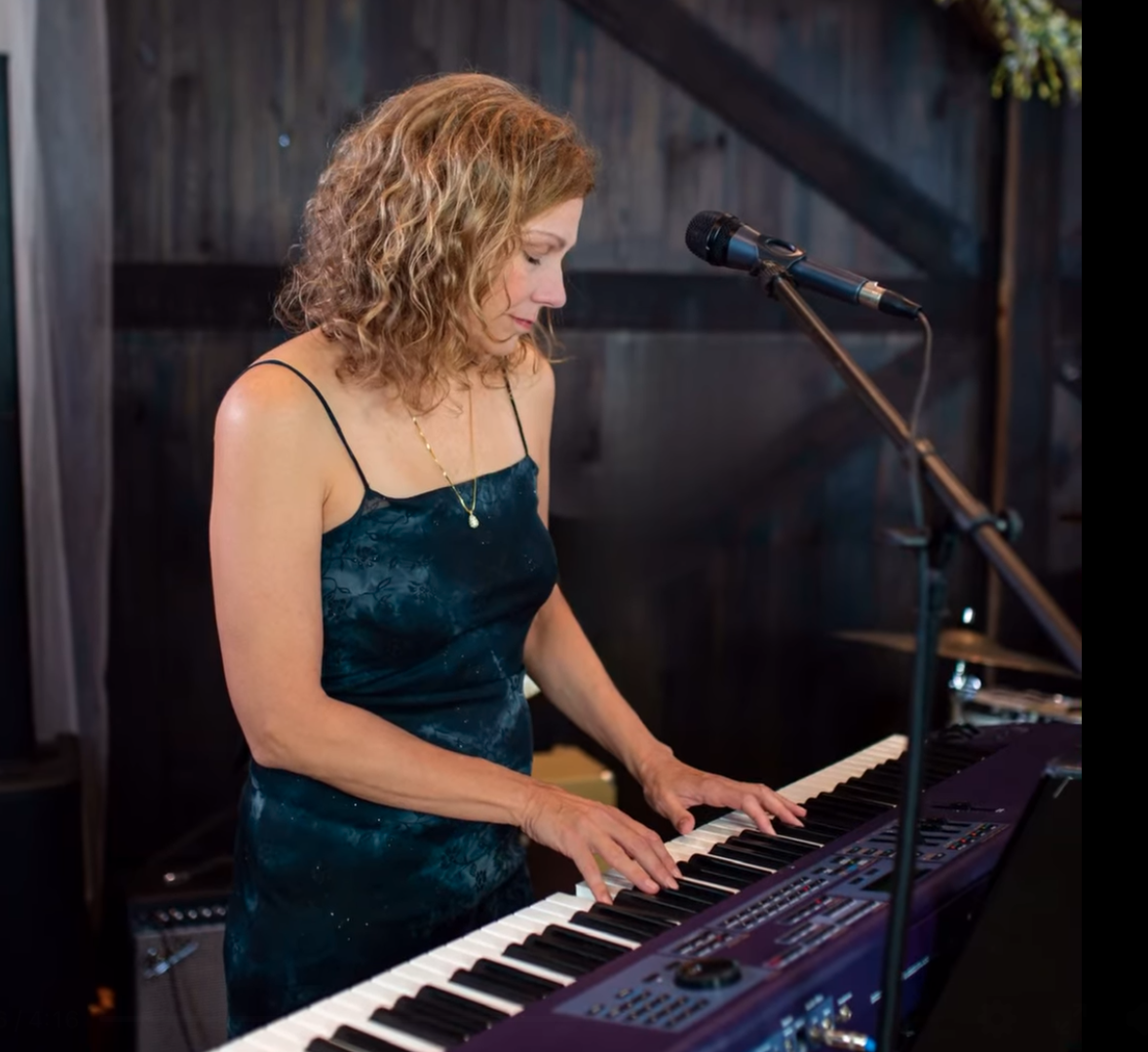 Becky at keyboard